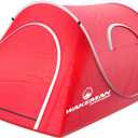 2 Person Pop Up Tent with Dual-Layer Door and Carry Bag - Water-Resistant Tent for Camping, Hiking, or Beach Use by Wakeman Outdoors (Red)