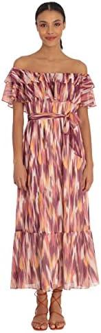 Donna Morgan Women's Ruffle Off The Shoulder Tiered Hem Midi, Size 14