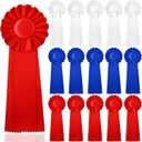 15 Pcs Blank Award Ribbon 11 x 4 Inch Make Your Own Rosette Award Ribbon 1st 2nd 3rd Place Rosette Medals with Card for DIY Recognition Winner Competition Sport Event Contest, White, Blue, Red