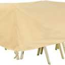Outdoor Furniture Covers, Rectangular patio table cover, Waterproof for Outdoor patio set cover, Dining table cover, 86" W x 47" D x 31" H Beige & Coffee
