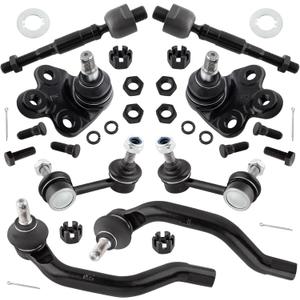 8Pcs Suspension Kit Front Sway Bar End Link + Inner & Outer Tie Rod Ends + Lower Ball Joints Fit For Honda Civic 2006-2011 1.8L l4 EV800246 ES800373 ES800374 K500069 K500070 K80769 K80768