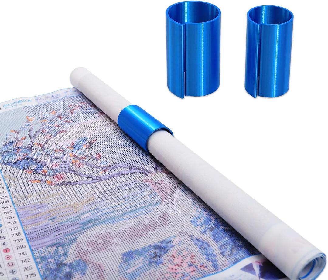 HOZOE Diamond Painting Canvas Roll Holder,Fixed Scroll Anti-Roll Bracket,Diamond Scroll Ring Storage Tool,Diamond Painting Art Accessories,3D Printing,2-Pack (Blue)
