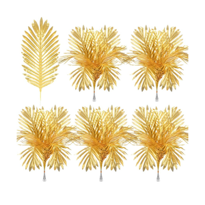 Giegxin 30 Pcs Artificial Palm Leaves for Palms Sunday Large Faux Plants Holy Week Decor Palm Fronds Fake Tropical Tree Leaves for Easter Wedding Jungle Party Decorations(8 x 20.5 Inch,Gold)