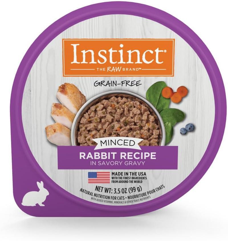 Instinct Original Minced Natural Wet Cat Food, Grain Free Recipe - Real Rabbit, 3.5 oz. Cups (Pack of 12) (EXP 03/13/28)