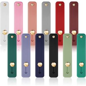 Weewooday 12 Pcs Phone Grip Strap Telescopic Finger Strap Bracket Portable Phone Finger Kickstand Handle Grip Holder(Soft Colors)