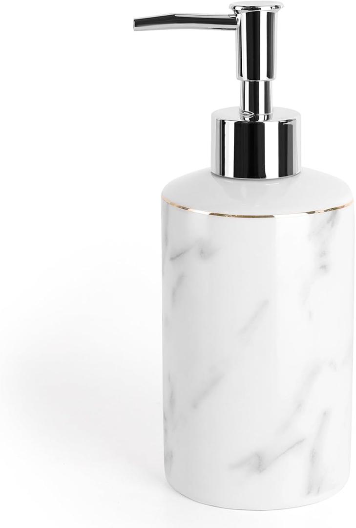 Ceramic Soap Dispenser, White Marble Look Lotion Dispenser 12.5 OZ Liquid Hand Soap Dispenser Pump Bottle for Hotel Kitchen Bathroom, ANTIS'S HOME