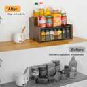 Bathroom Counter OrganizerWood & Iron Spice Rack Organizer - Space Saving Desktop Storage Shelf for Kitchen Countertop, Office, Bathroom,Easy Assembly