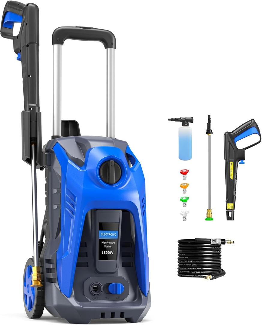 Electric Pressure Washer 4800 PSI 2.9 GPM Electric Power Washer with 25 FT Hose, 16.4 FT Power Cord, Soap Tank Car Wash Machine Blue Ideal Cleaning for Patio