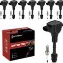 UF510 Ignition Coil Pack and Iridium Spark Plugs Set of 8 Compatible with Infiniti QX56 Nissan Armada Pathfinder Titan V8 5.6L,Replace#,UF482, 22448AR215