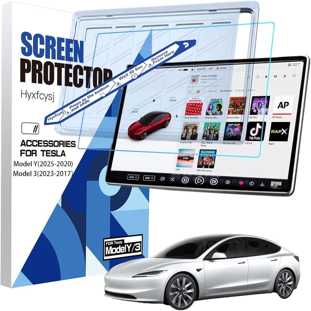 2025 Upgrade Tesla Model Y/3 Screen Protector Accessories Matte [Anti glare Anti Fingerprint] 9H Tempered Glass Screen Protector with Alignment Kit for Model Y(2025-2020)& Model 32023-2017