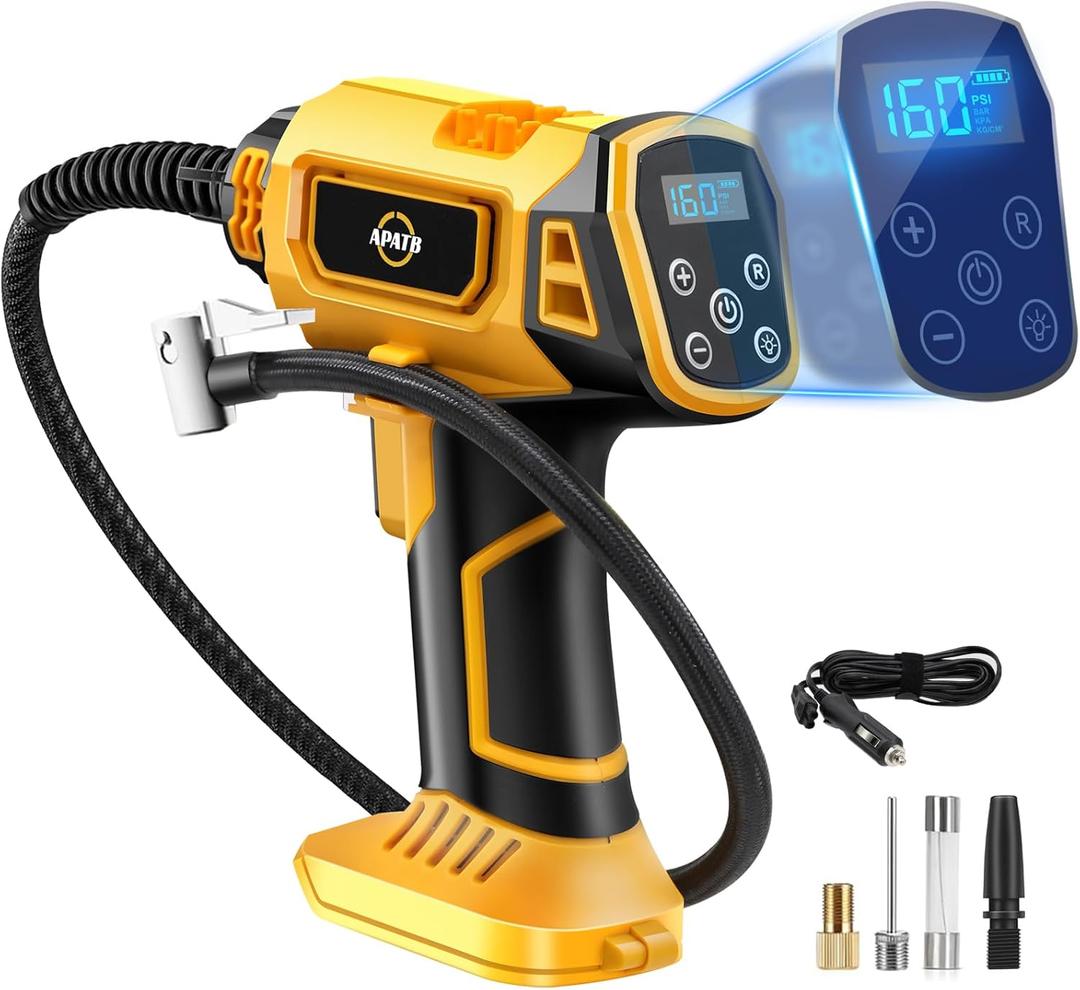 Cordless Air Compressor for Dewalt 20V Max Battery,150PSI Portable Tire Inflator Handheld Air Pump with Digital Pressure Gauge for Cars Motorcycles Bikes Sport Balls (No Battery)