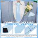Sureio 20 Pcs Men Tie and Pocket Square Set Satin Formal Solid Ties for Men Pocket Square Handkerchief for Wedding (Blue)