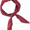 Square Solid Hair Bandana Headband, Women Satin Scarf, Square Silk Like Head Scarf,Vintage Head Scarves, Satin Neck Scarves, Claret