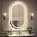 24"X36" Oval LED Bathroom Mirror with Lights, Frameless Vanity LED Mirror for Bathroom with Beveled Edge, Backlit Anti-Fog, Dimmable, 3 Colors, Memory Function, Tempered Glass, Shatter-Proof