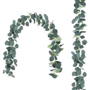 Faux Garland Silk Greenery Decorative Farmhouse Farmhouse Vines Flocked Greenery for Mantle or Tabletop Artificial Stems & Picks Rustic Wreath & Garland Decor (Eucalyptus)