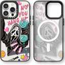Magnetic for iPhone 15 Pro Magsafe Case Cute Aesthetic - Durable Fashion Funny Phone Case - Girly Skeleton Skull Pattern Print Cover Design for Woman Girl 6.1 inches Black