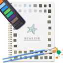 Dancart Watercolor Kit with Outlines, Watercolor Book with 12 Colors Rustproof Box & 3 Brushes & Multi-Theme Painting Kit for Teens & Adults (Seaside)