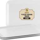 R-kay 3 Pack White Plastic Serving Trays for Party - Rectangular, 8 by 11 in, Heavy Duty Dessert Trays for Food