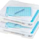 IRIS USA Board Game Storage Craft Organizer Box with Snap-Tight Latch Lid, 2-Pack Portable Plastic Case Bin for Puzzles, Magazines, Hobbies, Art Supplies, Fits 8.5" x 11" & A4 Papers, Thick, Clear