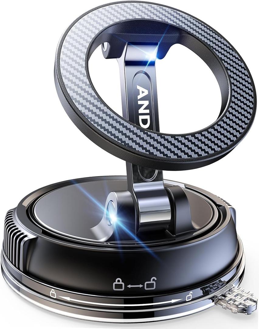 ANDERY Car Phone Holder for Magsafe [78+LBS Strongest Suction & 2400gf Strongest Magnetic] 360° Adjustable Car Phone Mount, Phone Holders for Your Car for iPhone 17-12 Pro Max Air Plus (Carbon Fiber)