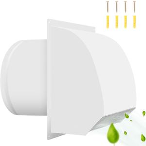10 inch Steel Hooded Wall Vent with Screen,Arc-Shaped Wall Vent for Ventilation and Exhaust,Suit for Residential Housing and Industrial Facilities,White