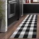 Buffalo Check Runner Rug (24 x 71 Inches),Hand-Woven Buffalo Plaid Runner Rugs, Black and White Checkered Outdoor Rugs for Kitchen/Living Room/Bathroom/Laundry Room