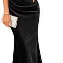 GRACE KARIN 2025 Velvet Wedding Guest Dresses for Women, Winter Formal Cocktail Maxi Dress, Cowl Neck Mermaid Evening Gown, S