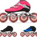 Bont Inline Speed Skating Racing Package - Luna Skate Boot + 2PF 6061 Frame + Elemental Wheels + ABEC7 Bearings - Youth - Boys - Girls - Men - Women, 34