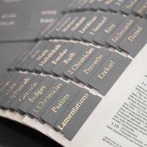 Leather Bible tabs, Bible Tabs for Women and Men Easy to Read and Apply 84 Bible Index Book Tabs in Total (66 Bible Tabs Old and New Testament 18 Blank Tabs) Gray Gold Foil Lettering