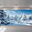 Winter Forest Backdrop 20x10ft Christmas Pine Tree Snow Snowflake Scene Photography Background Large Xmas Holiday Party Decorations Banner Photo Booth Props Fabric Picture Supplies