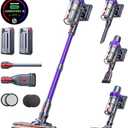 Cordless Vacuum Cleaner, 2 Batteries 110 Mins Runtime Vacuum Cleaners for Home, 45KPA 550W Stick Vacuum with Brushless Motor, Automatically Adjust Suction, Handheld Vacuum for Pet Hair/Carpet/Floor