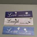 Jetec 3 Pieces Rustic Wood Sign Wall Decor Live Love Blessed Family and Love Quote Sign Farmhouse Wall Mount Decoration for Home Kitchen Living Room, 12 x 3 x 0.2 Inch(Blue Series,Classic)