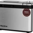 Neretva Bread Maker, 3.3LB Larger Bread Machine 15-in-1 Stainless Steel & Nonstick Ceramic Pan & Auto Nut Dispenser Breadmaker Machines Full Touch Panel with Gluten Free White Wheat Rye French Pizza (Silver)