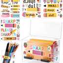 Sherr 2 Pcs Acrylic Pencil Dispenser Sharp and Dull Pen Holder for Classroom with 4 Stickers Transparent Straw Pen Bucket Dispenser Holder for Pencils Storage Home Office Teachers Classroom Supplies