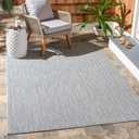 Washable Rug Outdoor Courtyard Collection - 4' Square, Grey & Navy, Non-Shedding & Easy Cleaning, Ideal for Patio, Backyard, Mudroom 36"Wx55 1/4"L