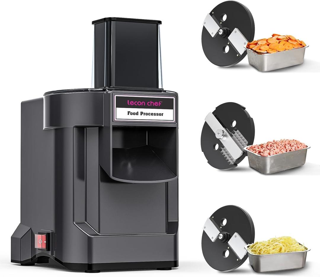 3 in 1 Electric Food Processor Vegetable Dicer Chopper Multifuntional Potato Cutter Onion Slicer with 3 Stainless Steel Blades for Commercial & Home Use