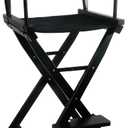 30'' Tall Directors Chair Folding Makeup Chair for Makeup Artist and Clients,Portable Footrest, Solid Hardwood, 250lbs Capacity, Black