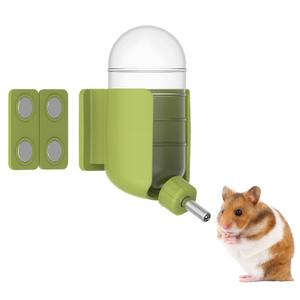 Hamster Water Bottle with Magnetic Stents, Water Bottle Holder for Glass Tanks, Suitable for Syrian Dwarf Hamsters Gerbils Mice Rats Degus (Green, 7 oz (Magnetic-Mounted))