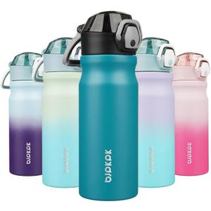 BJPKPK 18oz Insulated Water Bottle With Straw Stainless Steel Double Wall Water Bottles BPA Free Leak Proof Thermo With Lockable Flip Lid And Soft Silicone Spout,Laguna