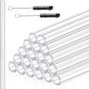 20 Pieces 12 Inches Long Clear Glass Tubes for Art DIY, 12mm OD 8mm ID 2mm Thick Wall Glass Borosilicate Blowing Tubing with 2 Cleaning Brush