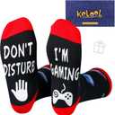 Do Not Disturb I'm Gaming Socks,Men Gifts for Men Teen Boys Dad Him Son Fathers,Valentines Christmas Stocking Stuffers (Large, Red)