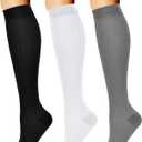 CHARMKING Compression Socks for Women & Men Circulation (3 Pairs) 15-20 mmHg is Best Support for Athletic Running Cycling (Small-Medium, 03 Black/White/Gray)