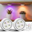 2 Pack Rechargeable Grow Light for Indoor Plants, Cordless Magnetic Plant Lights for Indoor Growing, 6500k Full Spectrum LED Lighting with Timer & Remote, Stepless Dimming for Plant Shelf