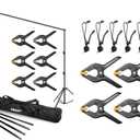 EMART Photo Video Studio Backdrop Stand, 4.5 inch Heavy Duty Backdrop Clamp Kit-6 Spring Clamps, 10x12ft Heavy Duty Adjustable Photography Muslin Background Support System Kit