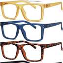 Eyekepper 5-pack Oversized Reading Glasses Square Large Frame Readers for Men and Women +1.50, Mix Colors