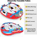 Towable Tube for Boating, 12 Person Inflatable Towable Tube with Quick Connect, Heavy Duty 840D Nylon Water Tube for Lake & Water Sports