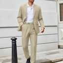 COOFANDY Men Suits Classic Fit 2 Piece Suit Set One Button Casual Blazer Wedding Bussiness Suit Separates (S)