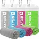 2 x BILITOK Superfiber Ice Towel Neck, Soft Breathable Cold Towel Cooling, Yoga, Sports, Golf, Gym, Camping, Running, Fitness, Exercise and More Activities, 4 Packs (Blue/Green/Rose red/Gray)