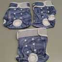 wegreeco Washable Female Dog Diapers Highly Absorbent Reusable Diapers for Dog in Heat Period, 3 Pack (Blue Jeans, Medium) (Medium (12"-15" Waist))