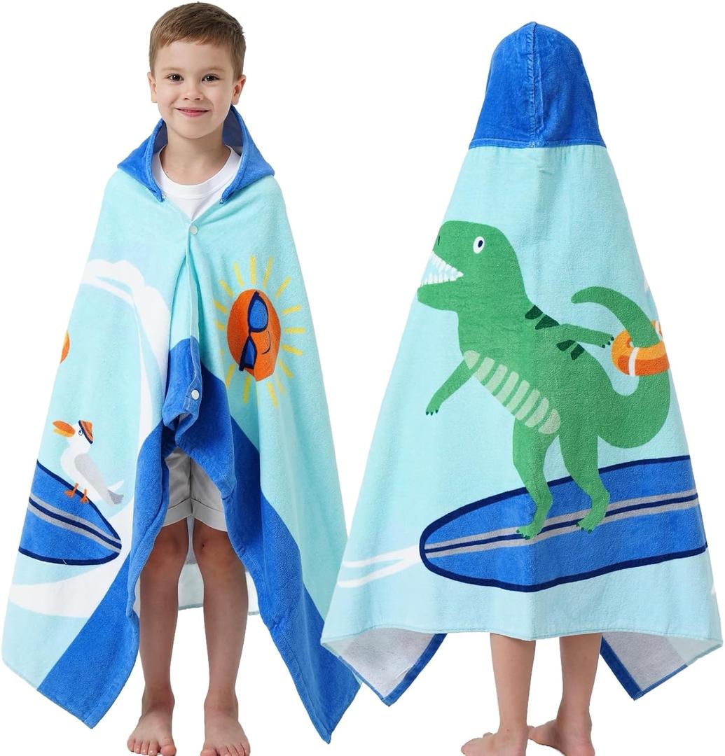Kids Bath Towels, Kids Towel Girls Boys Hooded Beach,Bathroom,Pool Swim Towels 30 50 INCH Large Size Ultra Absorbent Cute Cartoon Animal Full Vitality 100% Cotton Wearable Wrap for Child